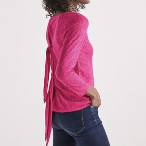 Lucky Brand Pink Tie Back Top 3/4 Sleeve Small 🌸💖